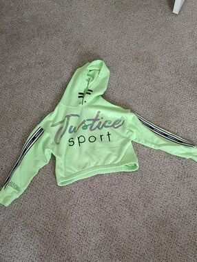 Justice Neon Lime Green Sport Cropped Hoodie
